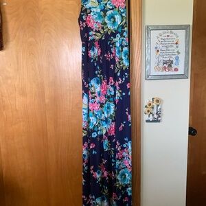 Floral Maxi Dress in Blue and Pink